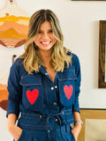 Denim Jacket with Hearts