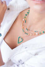 Green Woven Heart Necklace