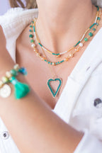 Green Woven Heart Necklace