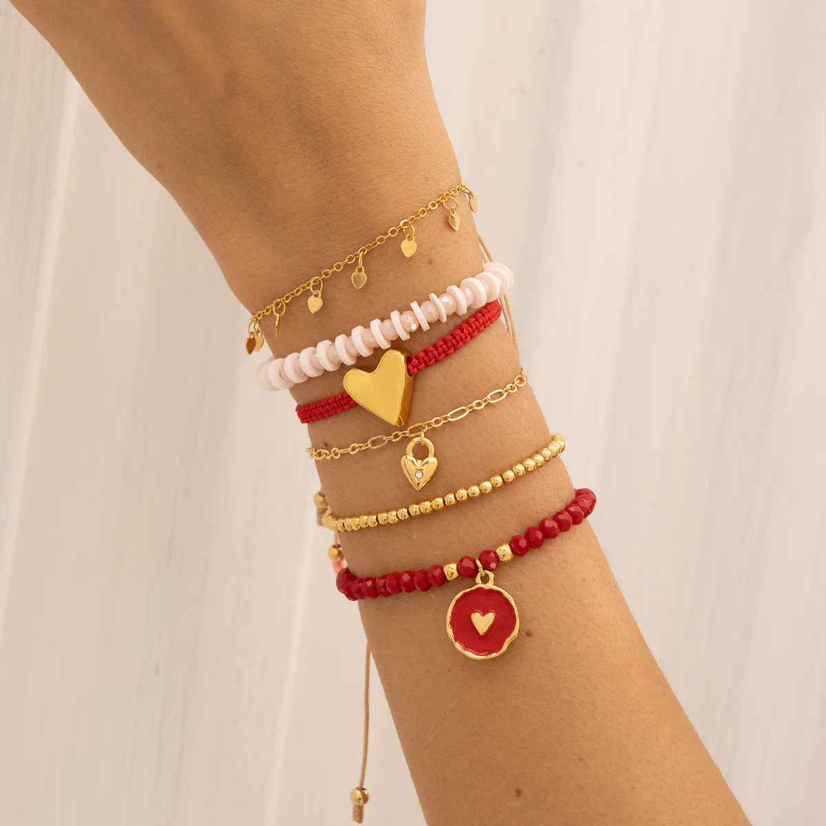 Set of heart bracelets
